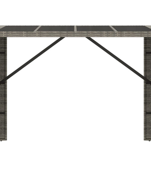 Загрузите изображение в средство просмотра галереи, Masă de bar cu blat din sticlă, gri, 145x80x110 cm, poliratan - Lando

