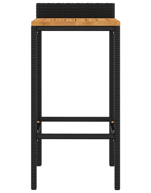 Încărcați imaginea în vizualizatorul Galerie, Scaune de bar, 4 buc, negru, poliratan și lemn masiv de acacia - Lando
