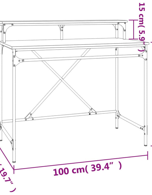 Încărcați imaginea în vizualizatorul Galerie, Birou, stejar maro, 100x50x90 cm, lemn prelucrat și fier - Lando
