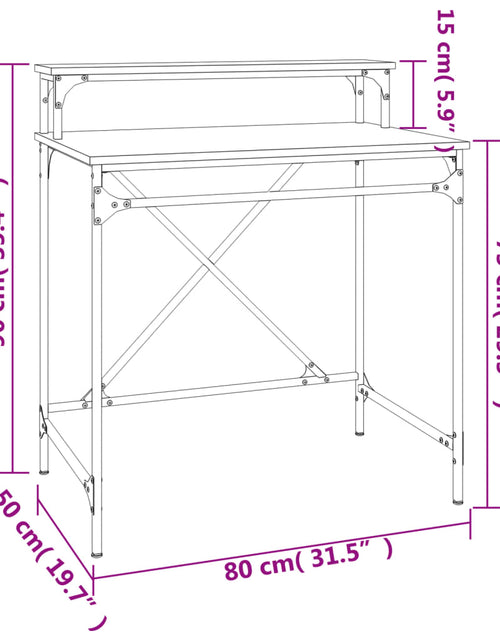 Încărcați imaginea în vizualizatorul Galerie, Birou, stejar sonoma, 80x50x90 cm, lemn prelucrat și fier - Lando
