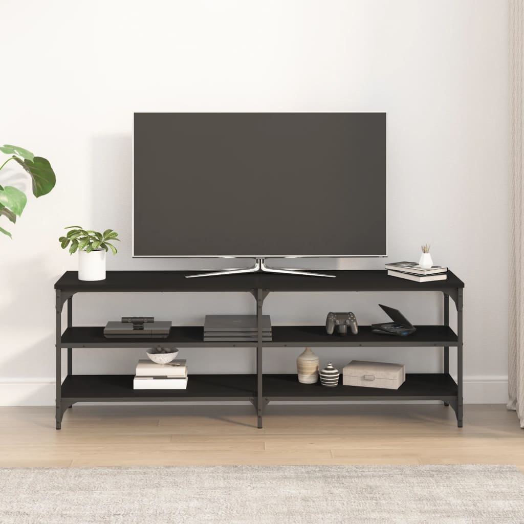 Comodă TV, negru, 140x30x50 cm, lemn prelucrat Lando - Lando