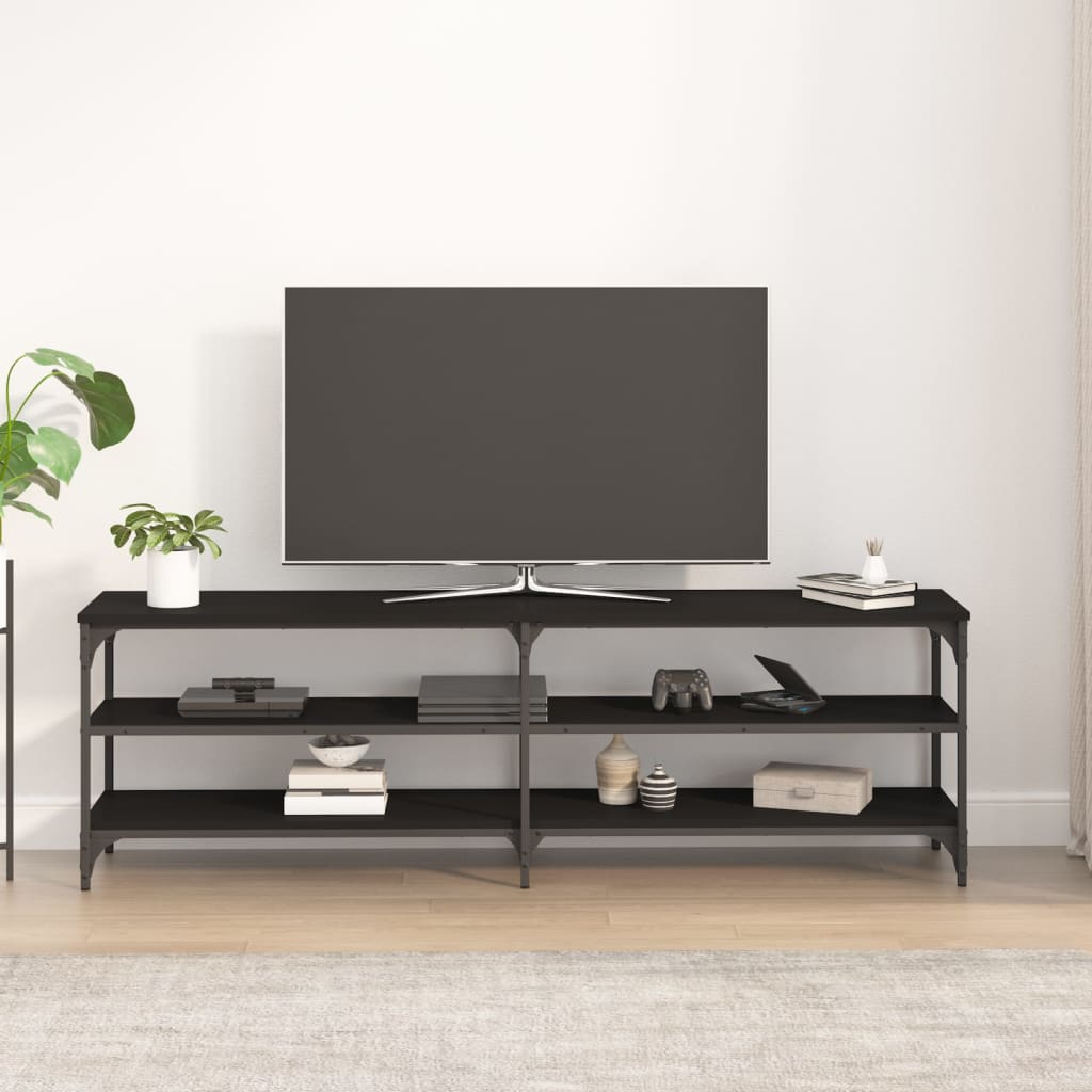 Comodă TV, negru, 160x30x50 cm, lemn prelucrat Lando - Lando