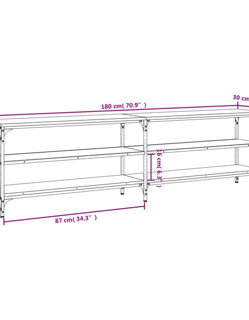 Загрузите изображение в средство просмотра галереи, Comodă TV, stejar fumuriu, 180x30x50 cm lemn prelucrat și metal Lando - Lando
