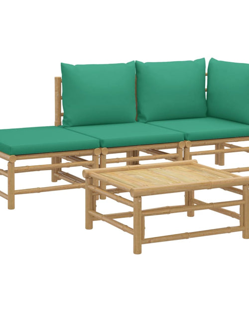 Încărcați imaginea în vizualizatorul Galerie, Set mobilier de grădină cu perne verzi, 4 piese, bambus - Lando

