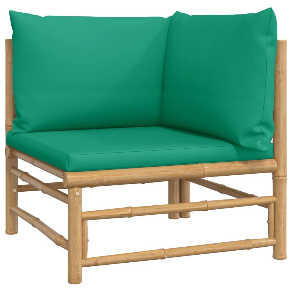 Set mobilier de grădină cu perne verzi, 4 piese, bambus - Lando