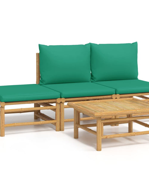 Загрузите изображение в средство просмотра галереи, Set mobilier de grădină cu perne verzi, 4 piese, bambus - Lando
