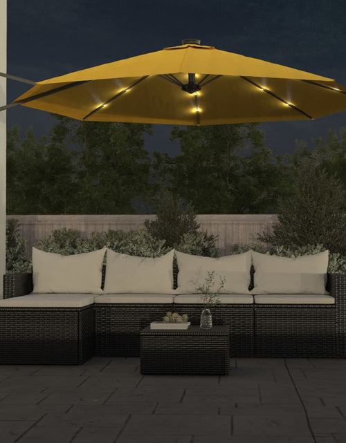 Загрузите изображение в средство просмотра галереи, Umbrelă de soare montată pe perete, cu LED-uri, galben, 290 cm Lando - Lando
