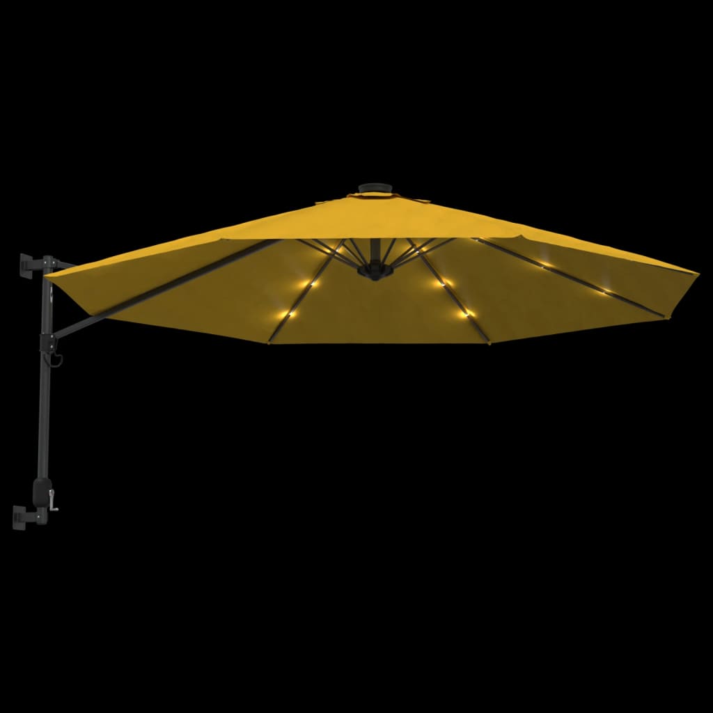 Umbrelă de soare montată pe perete, cu LED-uri, galben, 290 cm Lando - Lando