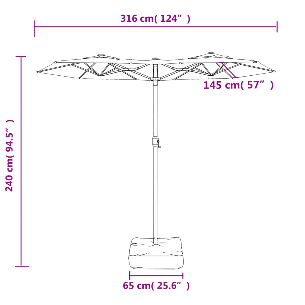 Umbrelă de soare cu două capete, antracit, 316x240 cm Lando - Lando