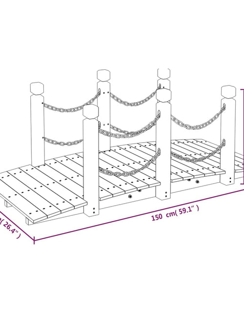 Încărcați imaginea în vizualizatorul Galerie, Pod de grădină balustrade cu lanț 150x67x56 cm lemn masiv molid Lando - Lando
