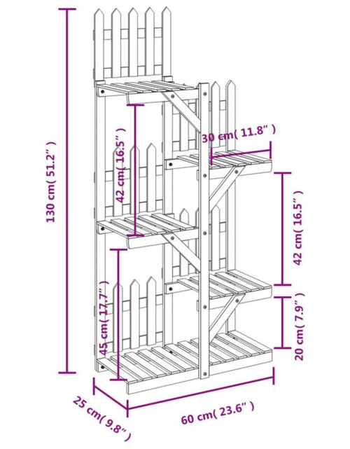 Загрузите изображение в средство просмотра галереи, Suport pentru flori, 60x25x130 cm, lemn masiv de brad Lando - Lando
