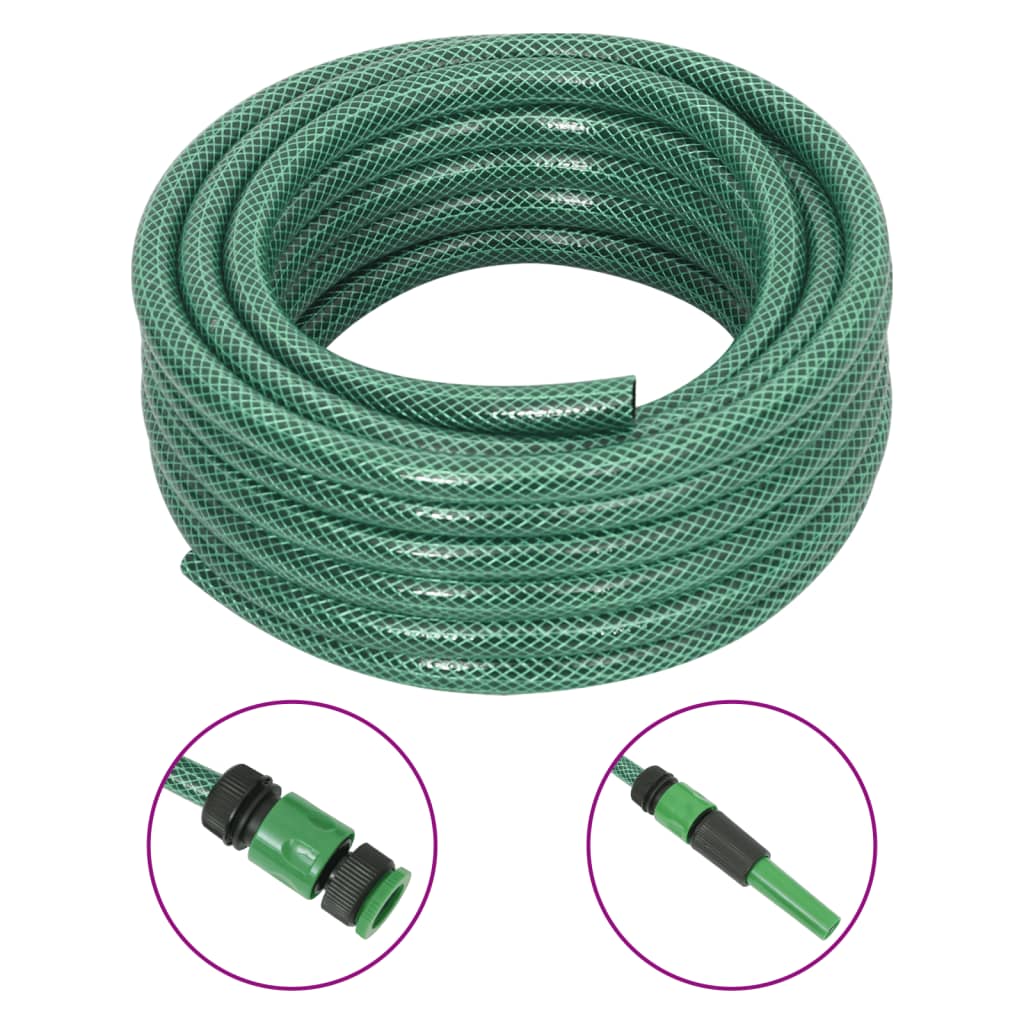 Furtun de grădină cu set de racorduri, verde, 0,6", 10 m, PVC - Lando