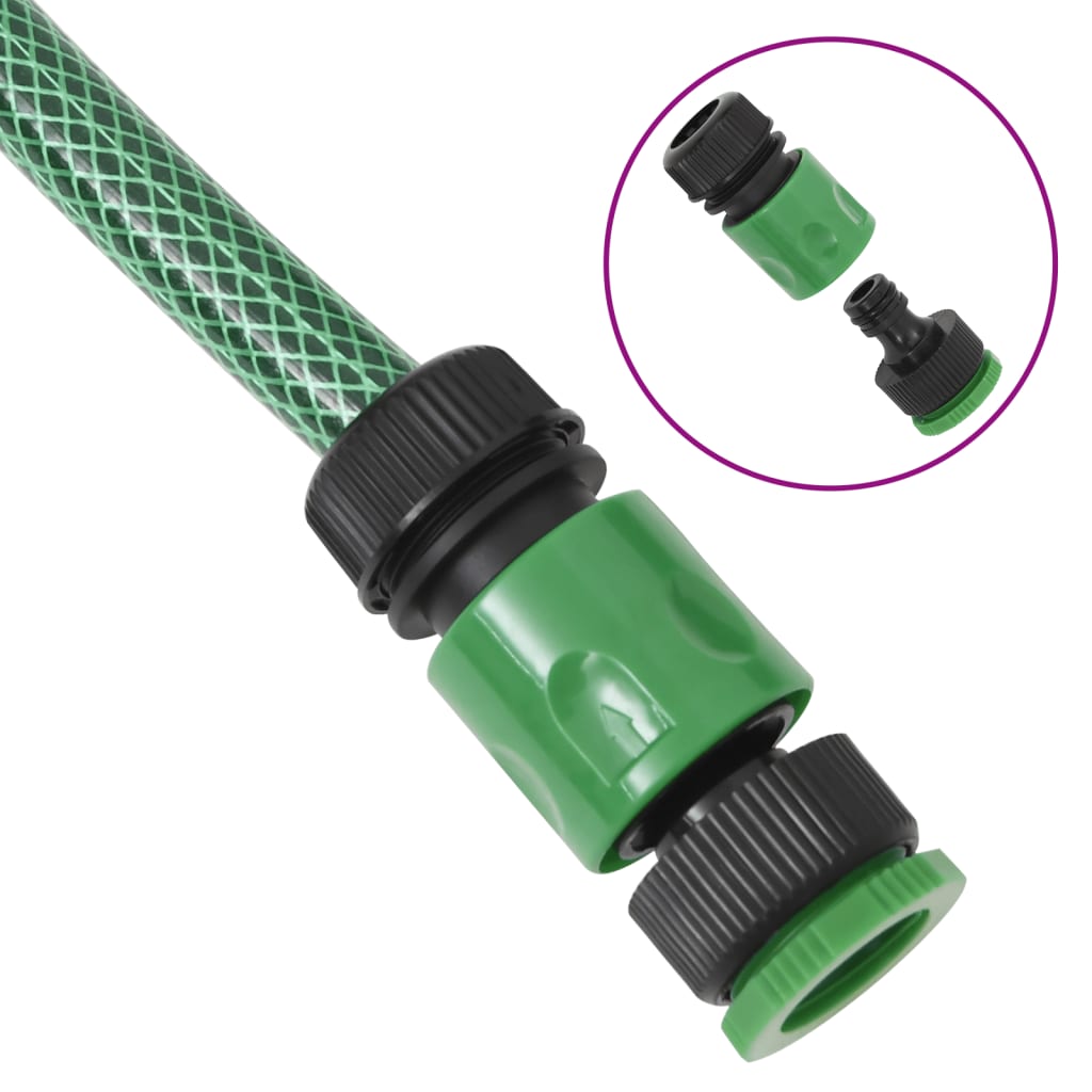 Furtun de grădină cu set de racorduri, verde, 0,6", 20 m, PVC - Lando