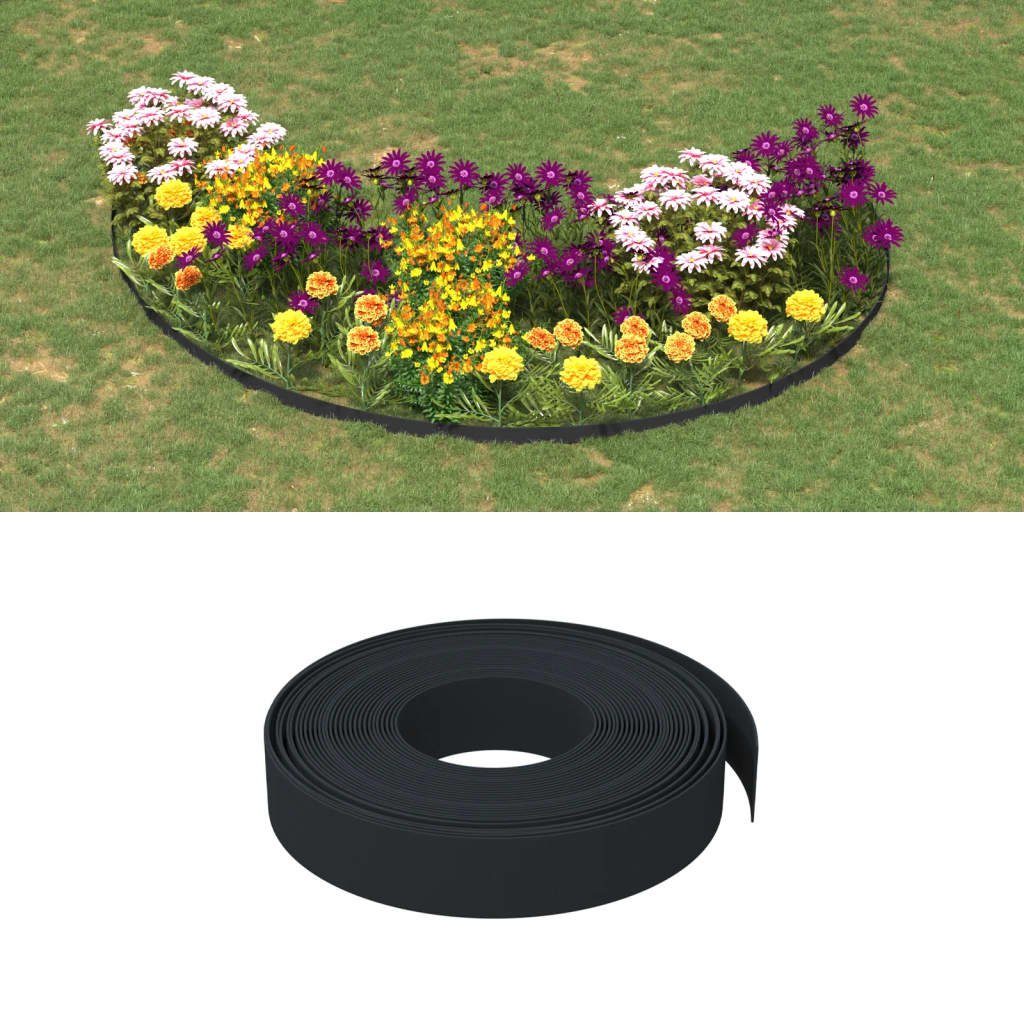 Borduri de grădină, 2 buc, negru, 10 m 10 cm, polietilenă - Lando
