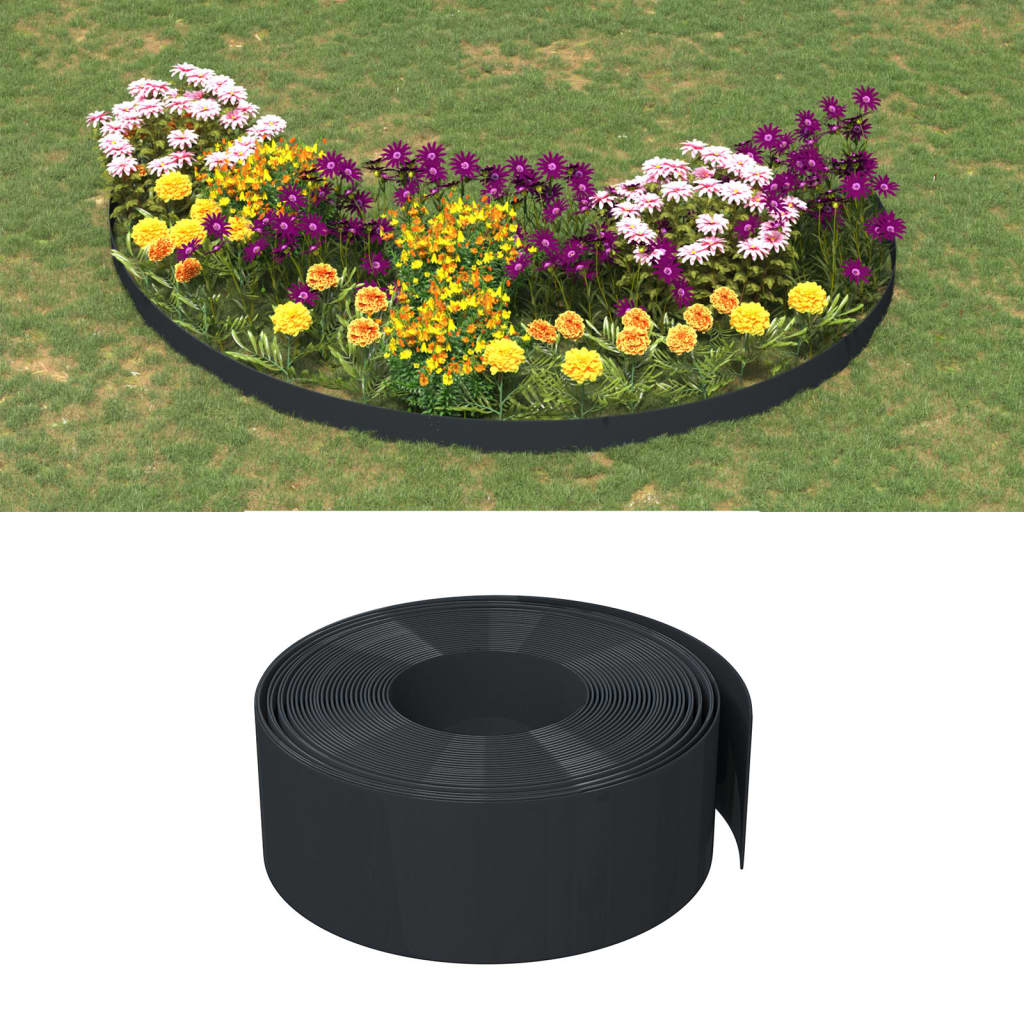 Borduri de grădină, 4 buc, negru, 10 m 20 cm, polietilenă - Lando