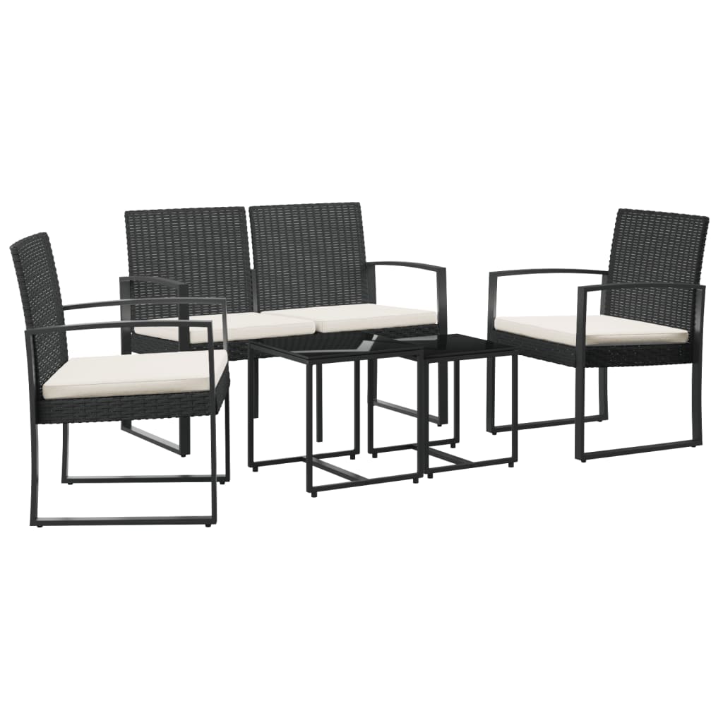 Set mobilier de grădină cu perne, 5 piese, negru, PP ratan Lando - Lando