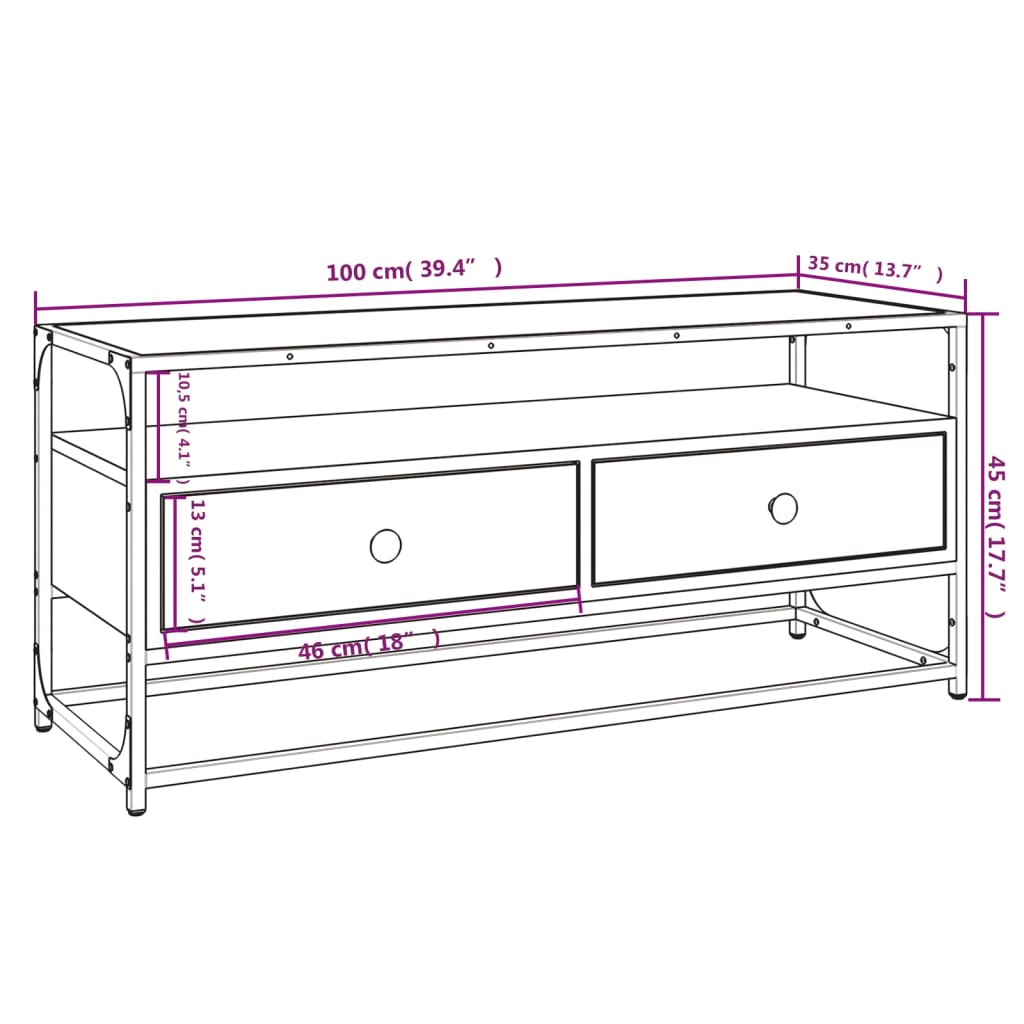 Dulap TV, negru, 100x35x45 cm, lemn prelucrat - Lando