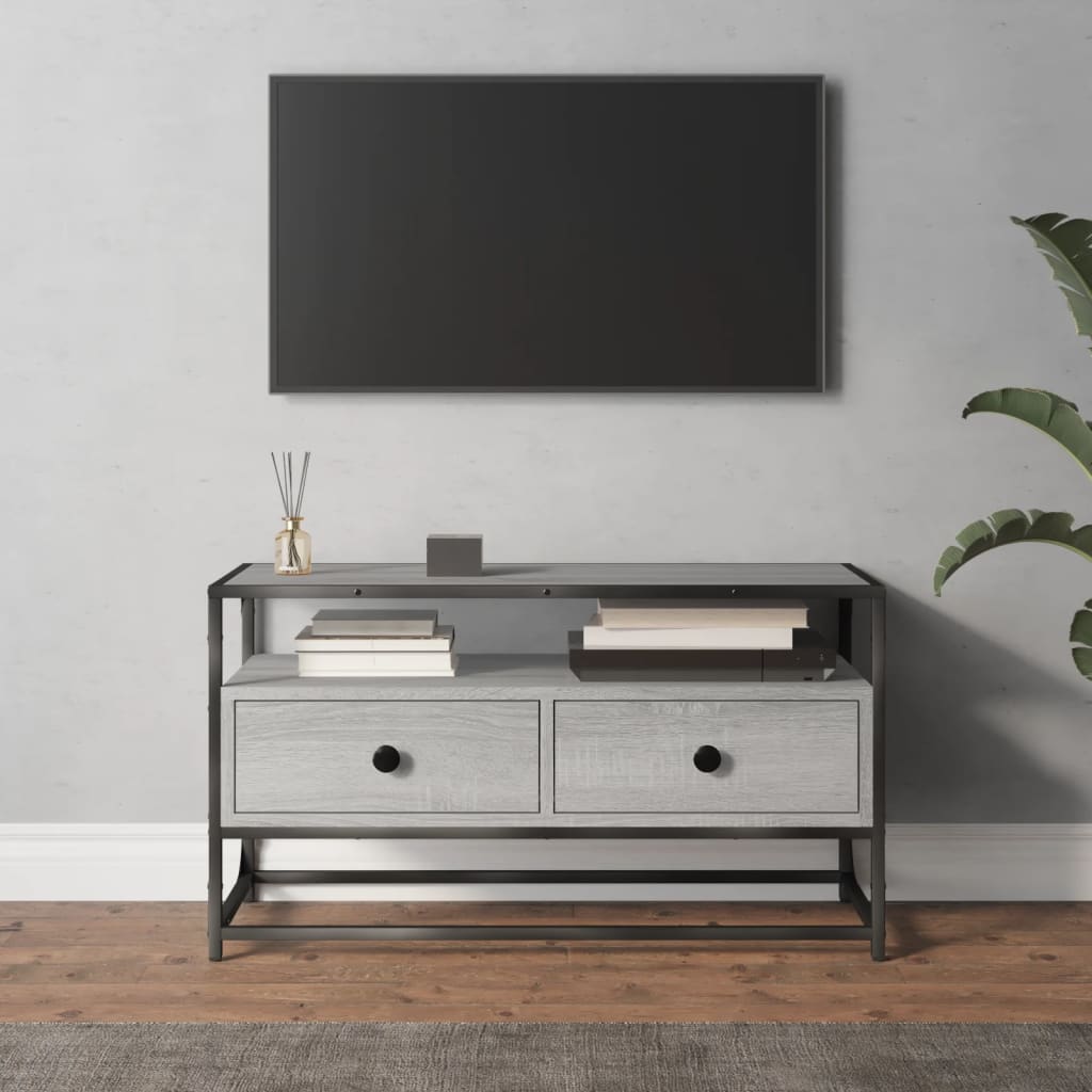 Comodă TV, gri sonoma, 80x35x45 cm, lemn prelucrat Lando - Lando