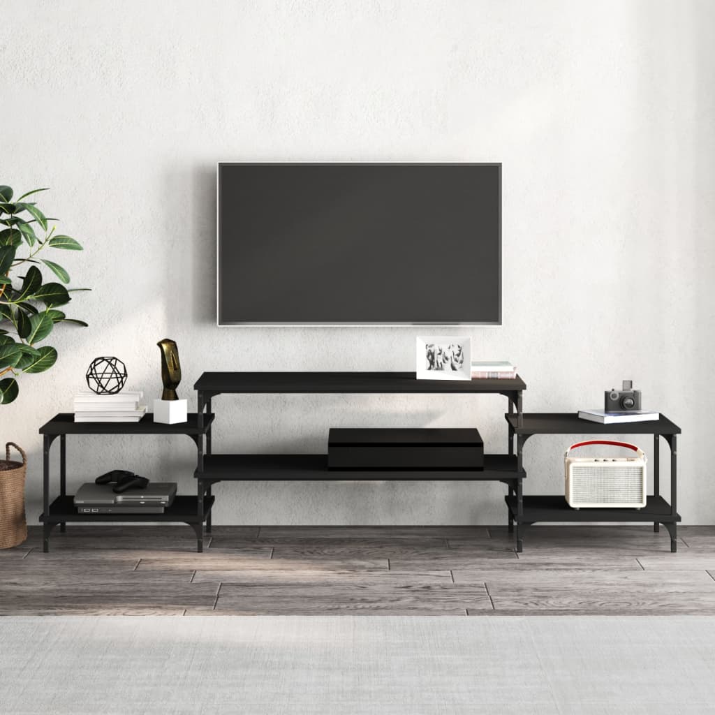 Comodă TV, negru, 197x35x52 cm, lemn prelucrat Lando - Lando