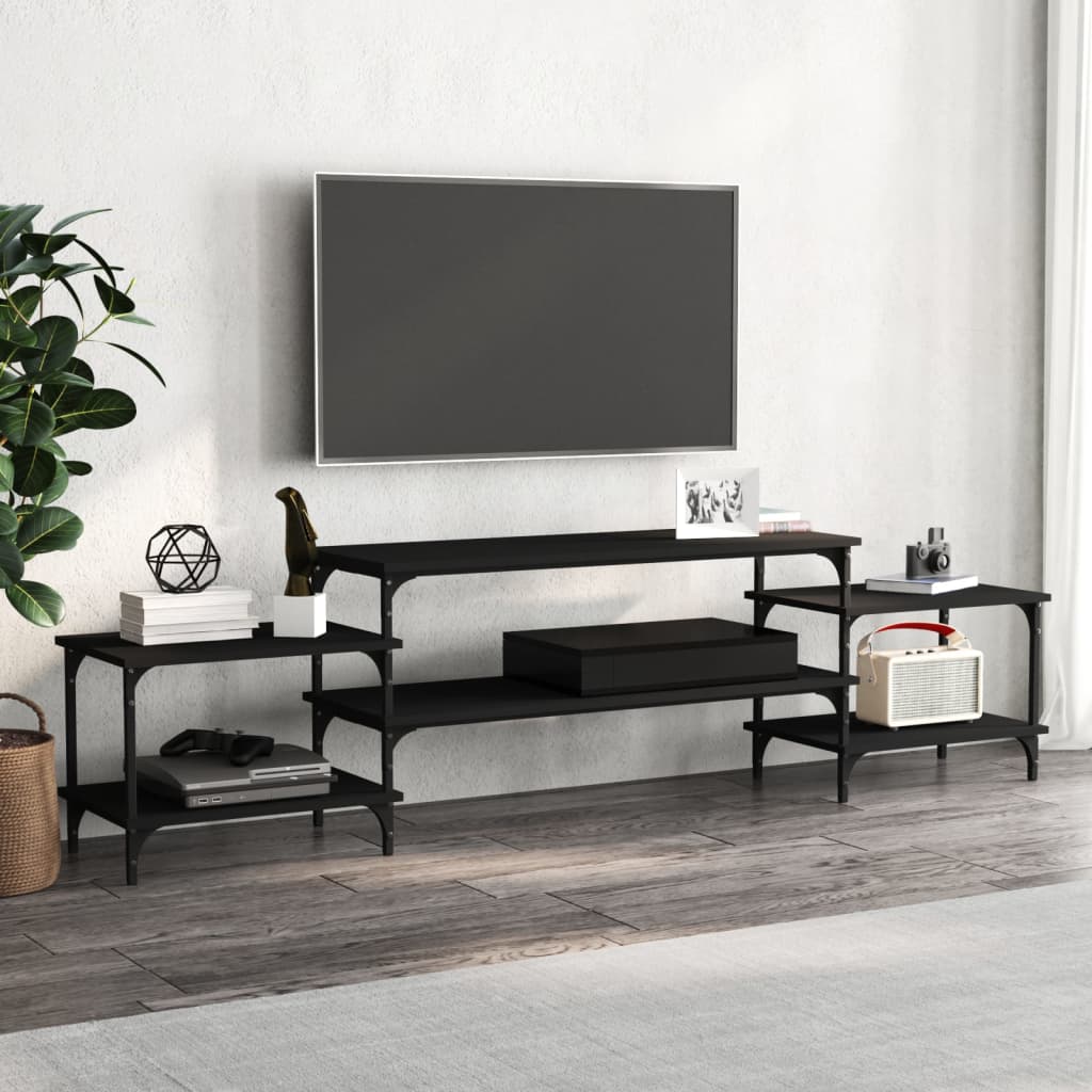 Comodă TV, negru, 197x35x52 cm, lemn prelucrat Lando - Lando