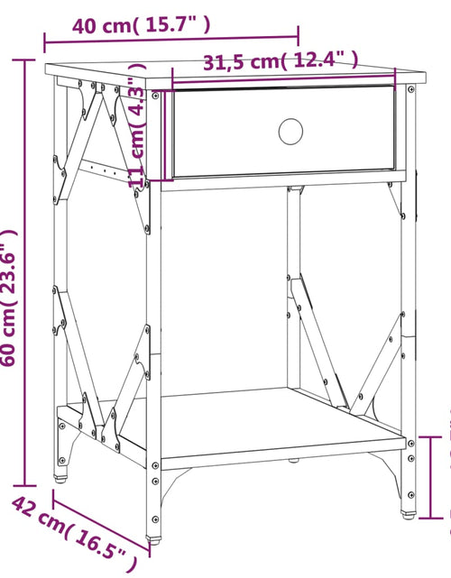 Încărcați imaginea în vizualizatorul Galerie, Noptieră, stejar fumuriu, 40x42x60 cm, lemn prelucrat - Lando

