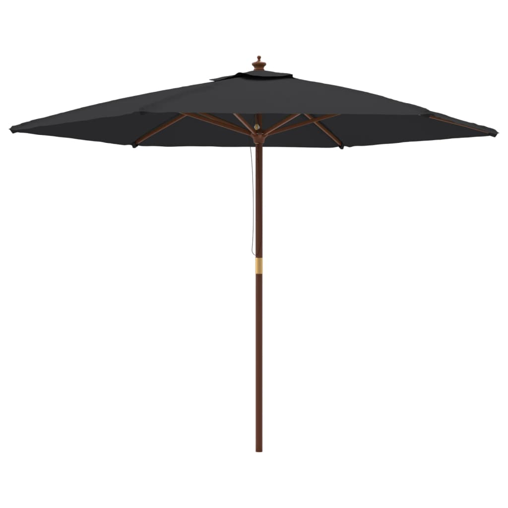 Umbrelă de soare de grădină stâlp din lemn, negru, 299x240 cm Lando - Lando