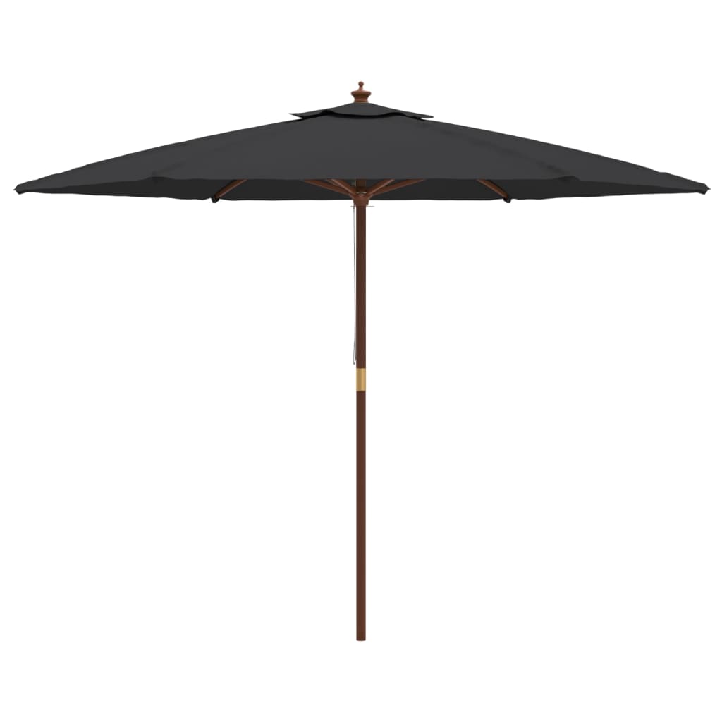 Umbrelă de soare de grădină stâlp din lemn, negru, 299x240 cm Lando - Lando