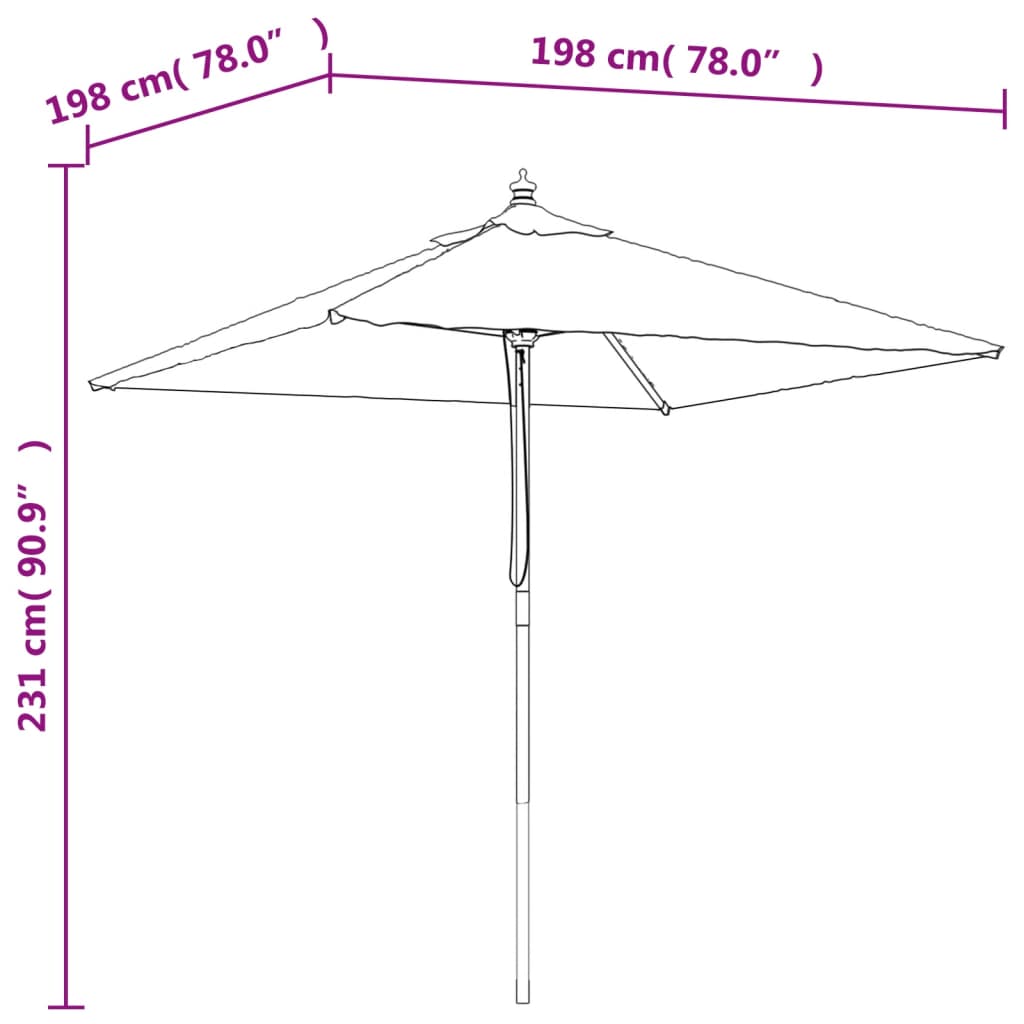 Umbrelă soare de grădină stâlp din lemn antracit 198x198x231 cm Lando - Lando