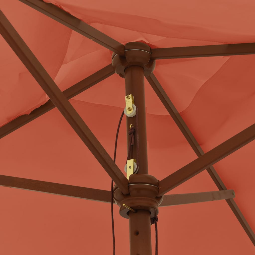 Umbrelă de grădină cu stâlp din lemn, cărămiziu, 198x198x231 cm - Lando