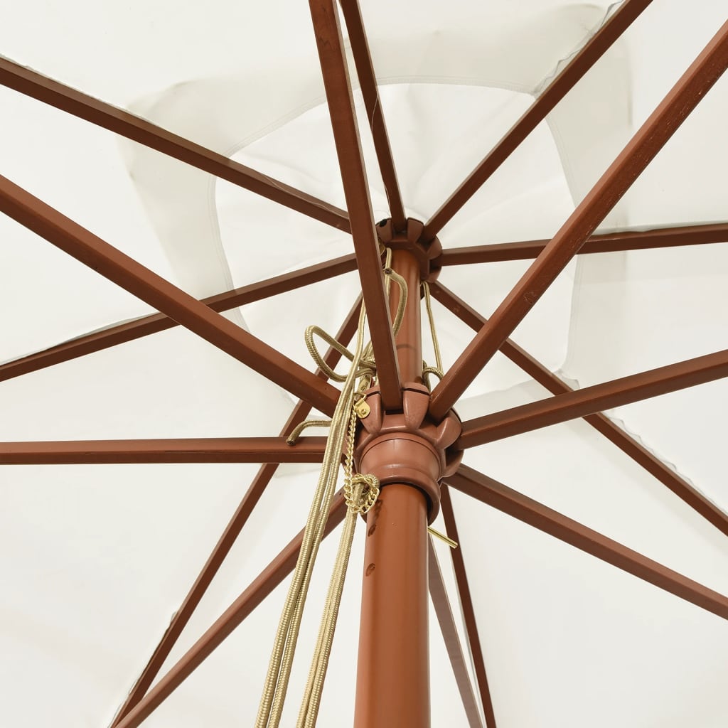 Umbrelă de grădină stâlp din lemn, nisipiu, 300x300x273 cm Lando - Lando