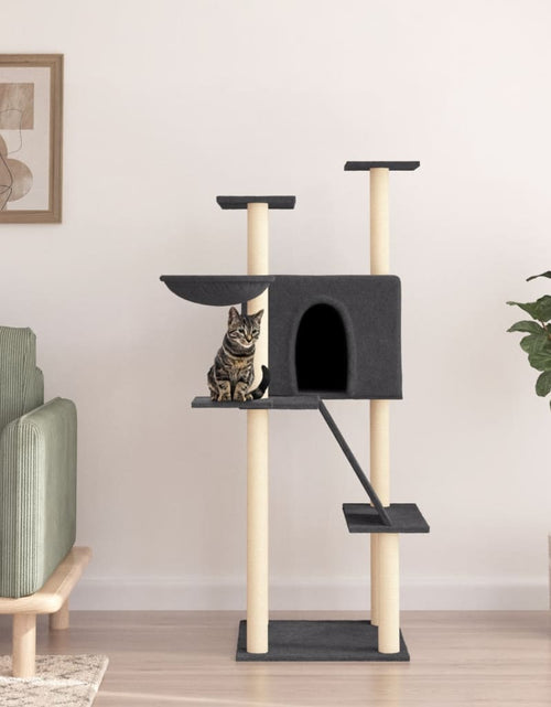Încărcați imaginea în vizualizatorul Galerie, Ansamblu de pisici, stâlpi din funie sisal, gri închis, 143 cm Lando - Lando
