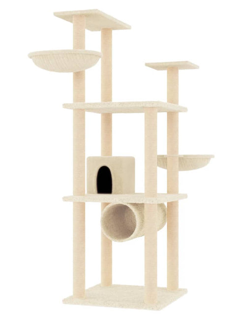 Încărcați imaginea în vizualizatorul Galerie, Ansamblu de pisici cu stâlpi din funie de sisal, crem, 141 cm Lando - Lando
