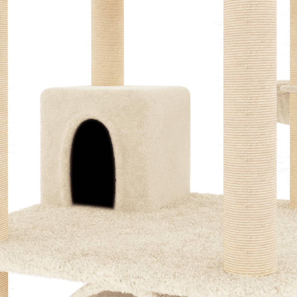 Ansamblu de pisici cu stâlpi din funie de sisal, crem, 141 cm Lando - Lando