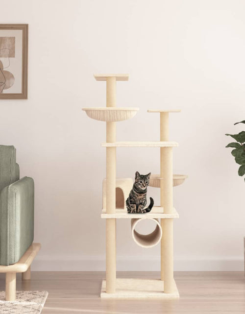 Загрузите изображение в средство просмотра галереи, Ansamblu de pisici cu stâlpi din funie de sisal, crem, 141 cm Lando - Lando
