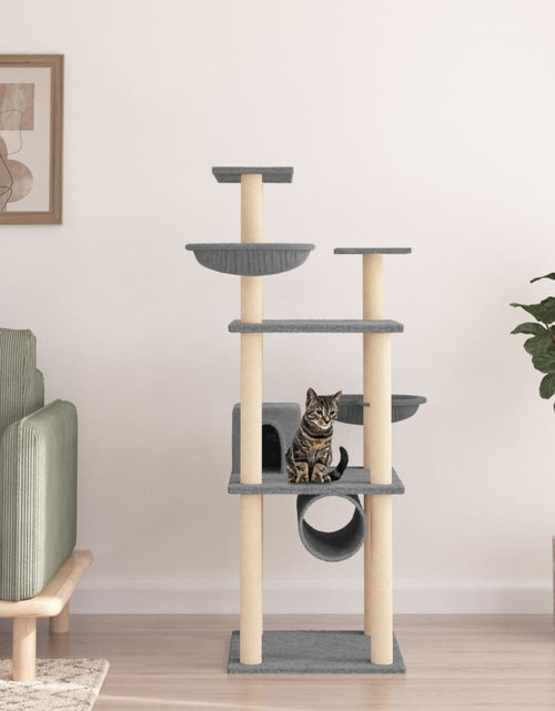 Încărcați imaginea în vizualizatorul Galerie, Ansamblu pisici cu stâlpi din funie sisal, gri deschis, 141 cm Lando - Lando

