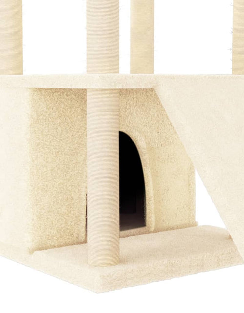 Încărcați imaginea în vizualizatorul Galerie, Ansamblu de pisici cu stâlpi din funie de sisal, crem, 133 cm Lando - Lando
