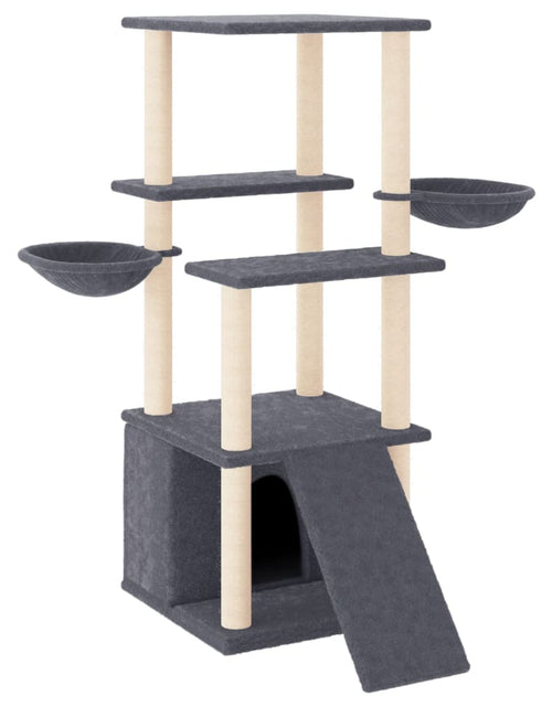 Încărcați imaginea în vizualizatorul Galerie, Ansamblu de pisici, stâlpi din funie sisal, gri închis, 133 cm Lando - Lando
