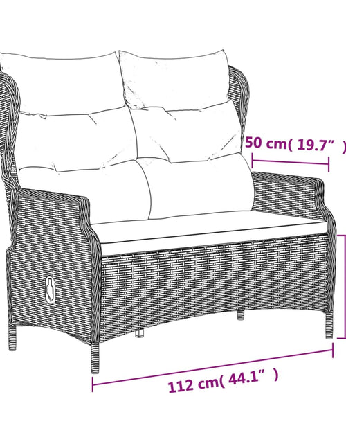 Загрузите изображение в средство просмотра галереи, Bancă de grădină cu 2 locuri, cu perne, maro, poliratan - Lando
