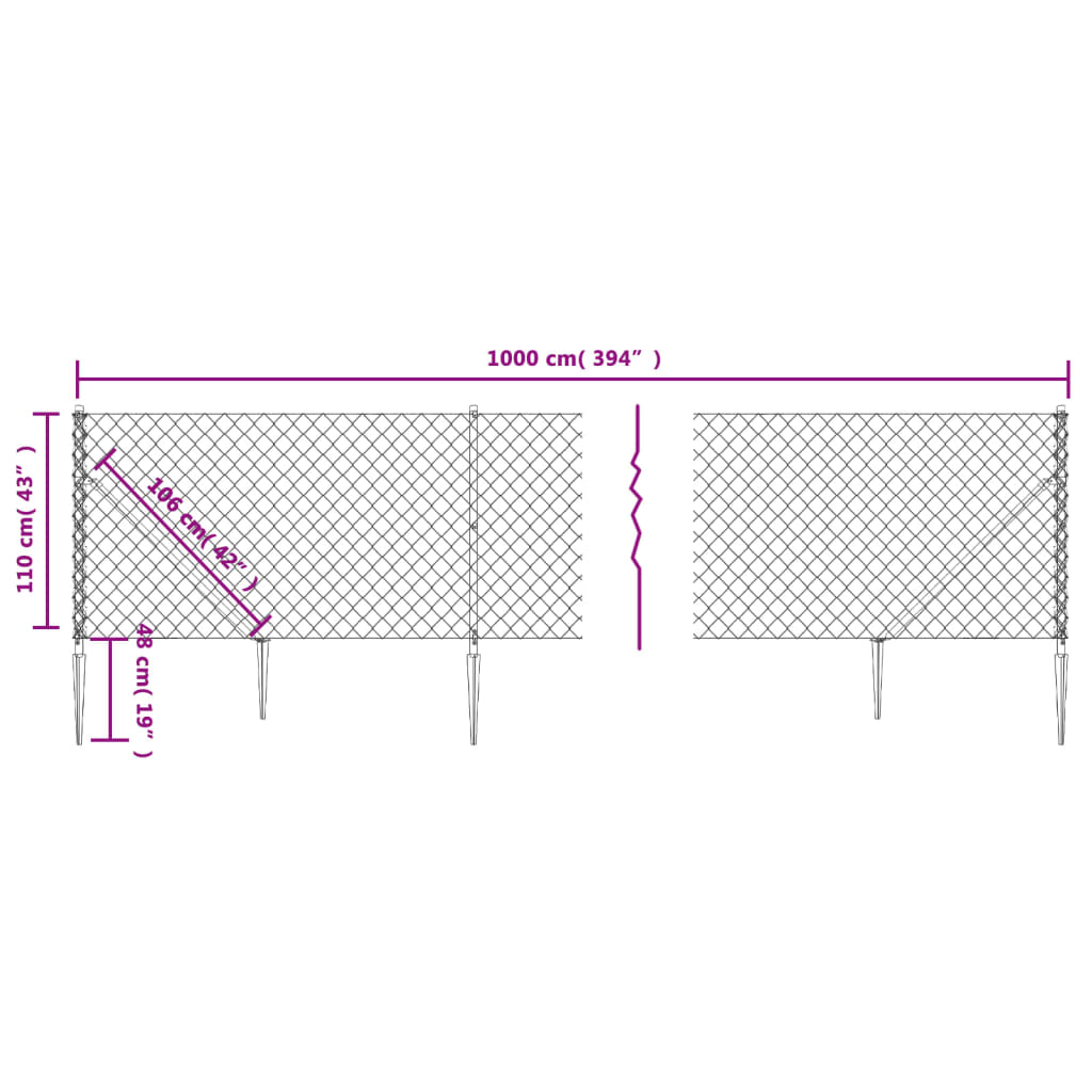 Gard plasă de sârmă cu țăruși de fixare, verde, 1,1x10 m Lando - Lando