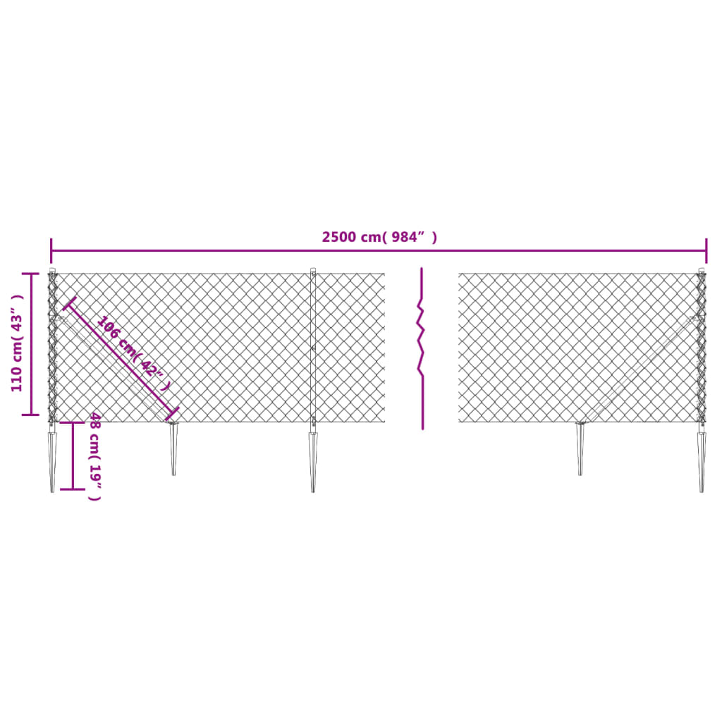 Gard plasă de sârmă cu țăruși de fixare, verde, 1,1x25 m Lando - Lando