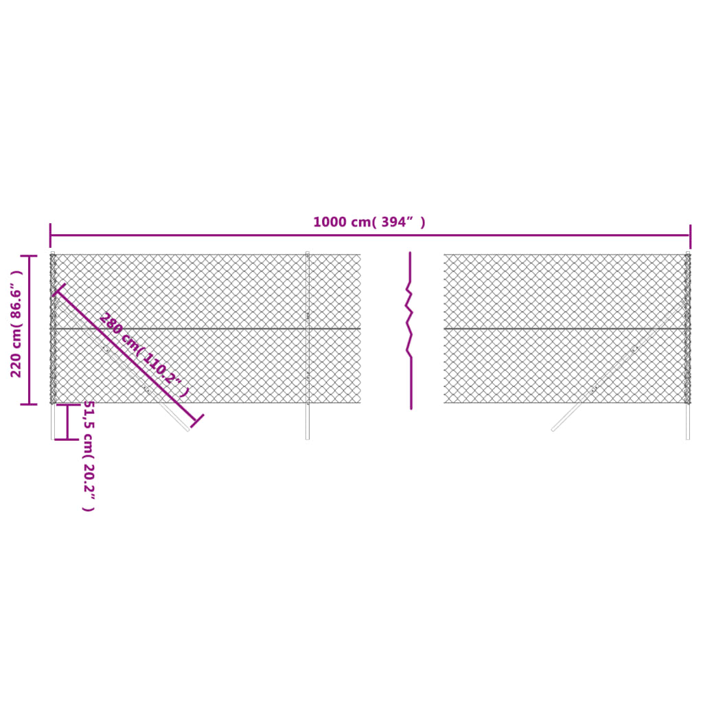 Gard plasă de sârmă, antracit, 2,2x10 m Lando - Lando