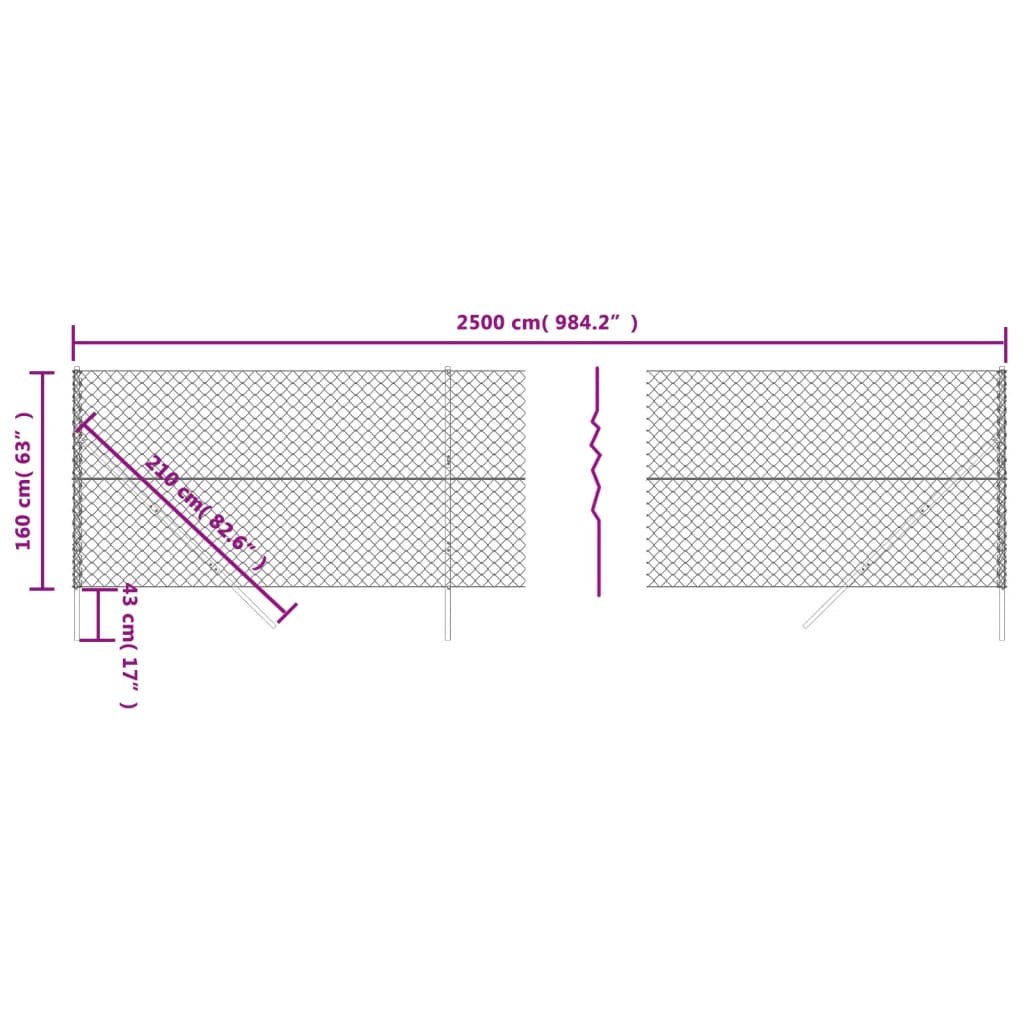 Gard plasă de sârmă, antracit, 1,6x25 m Lando - Lando