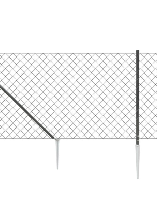 Загрузите изображение в средство просмотра галереи, Gard plasă de sârmă cu țăruși de fixare, antracit, 0,8x10 m Lando - Lando
