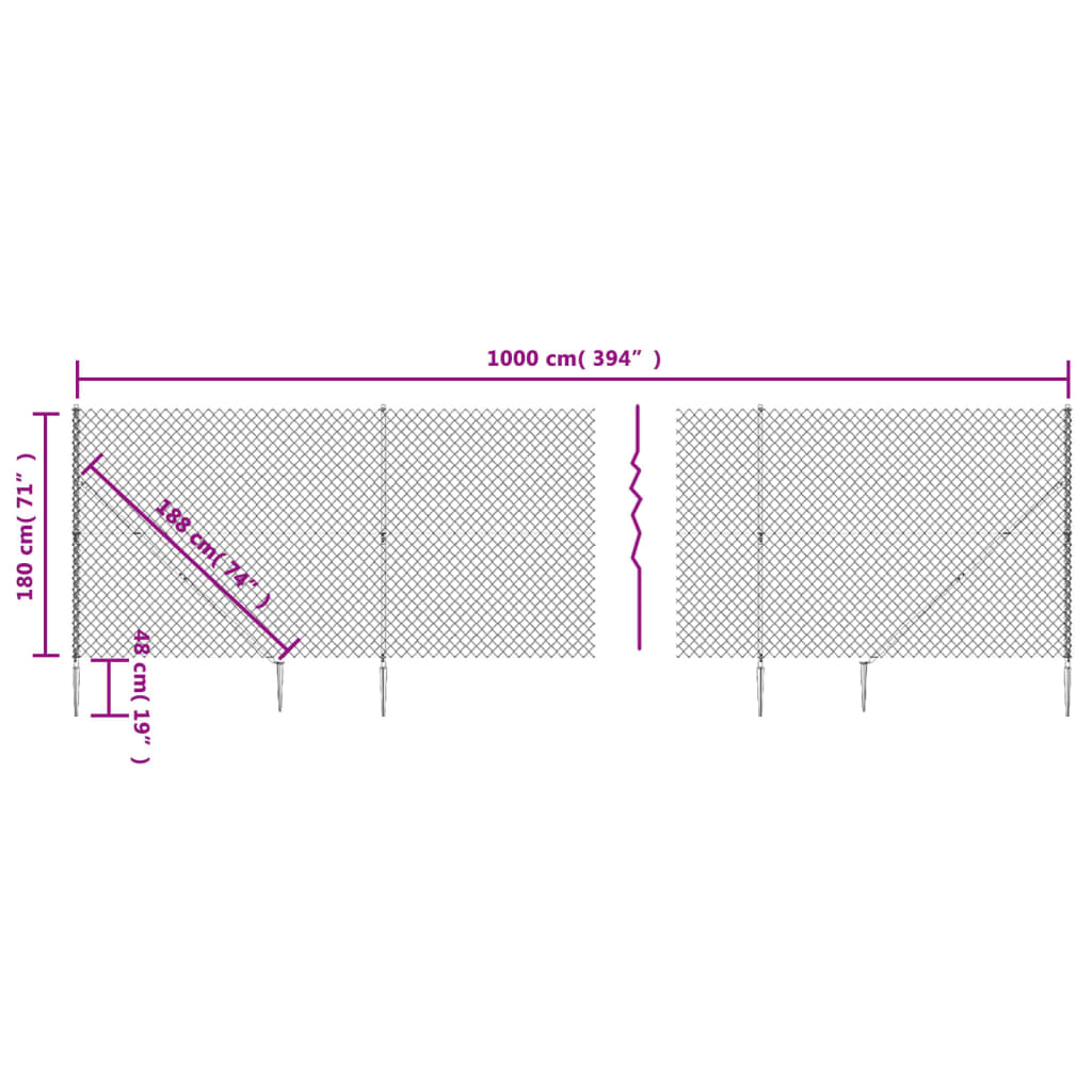 Gard plasă de sârmă cu țăruși de fixare, antracit, 1,8x10 m Lando - Lando