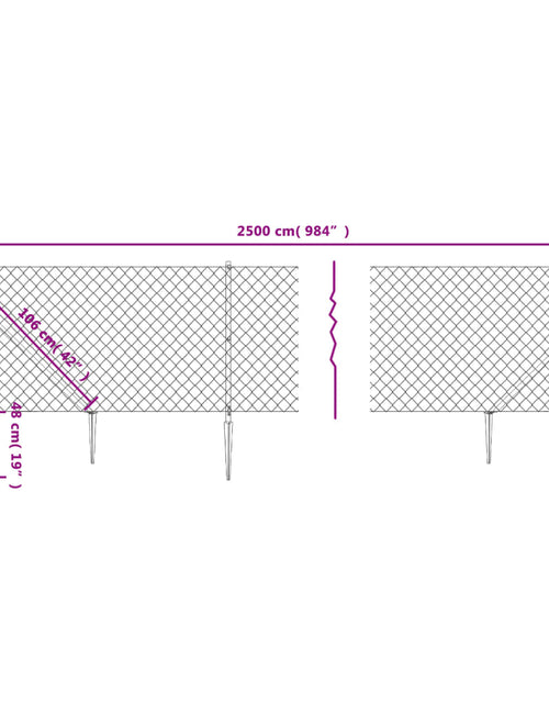 Загрузите изображение в средство просмотра галереи, Gard plasă de sârmă cu țăruși de fixare, antracit, 1,1x25 m Lando - Lando
