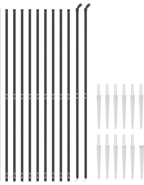 Загрузите изображение в средство просмотра галереи, Gard plasă de sârmă cu țăruși de fixare, antracit, 1,4x25 m Lando - Lando
