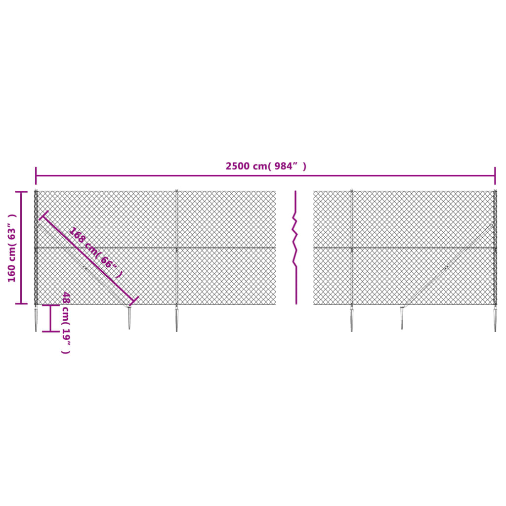 Gard plasă de sârmă cu țăruși de fixare, antracit, 1,6x25 m Lando - Lando