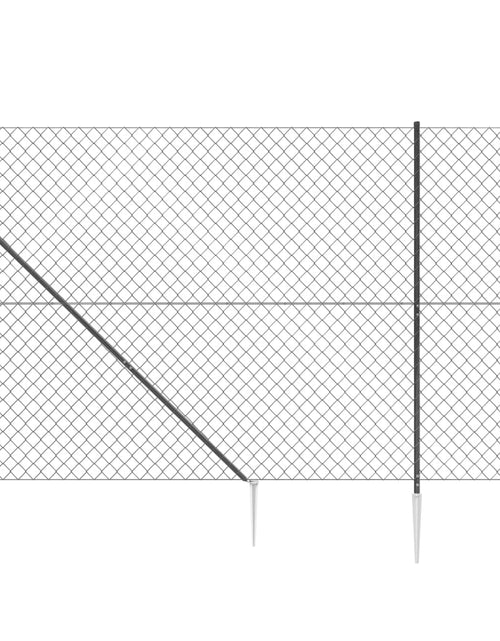 Загрузите изображение в средство просмотра галереи, Gard plasă de sârmă cu țăruși de fixare, antracit, 1,8x25 m Lando - Lando
