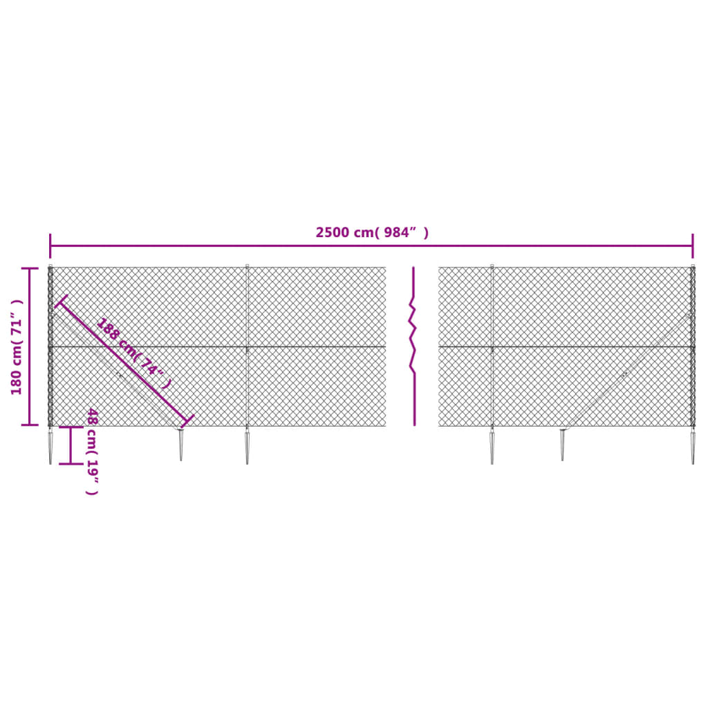 Gard plasă de sârmă cu țăruși de fixare, antracit, 1,8x25 m Lando - Lando