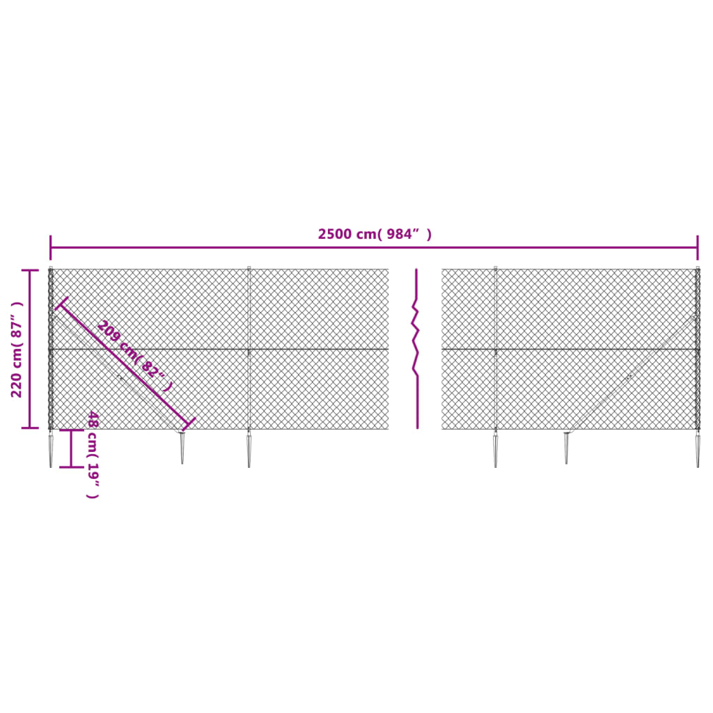 Gard plasă de sârmă cu țăruși de fixare, antracit, 2,2x25 m Lando - Lando